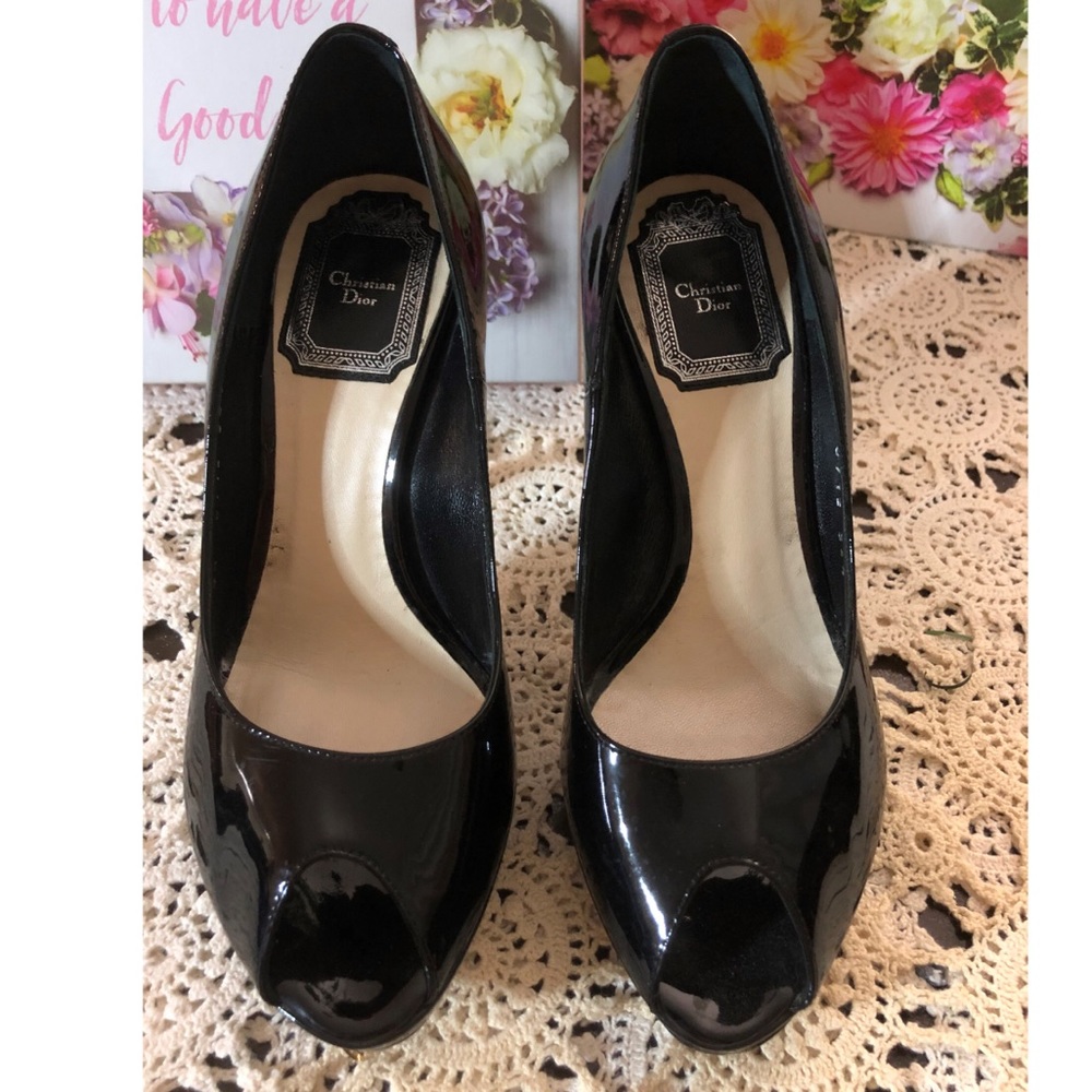 Christian Dior Patent Leather Peeptoe Pumps